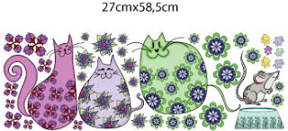 Adesivo de parede colorido com gatinhos estampados