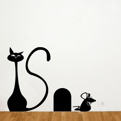 Adesivo decorativo de parede com tema Gato e Rato